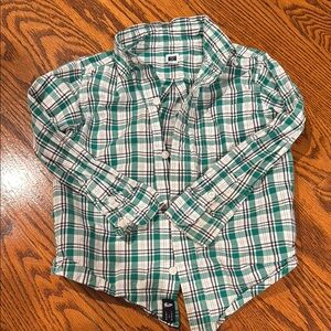 Janie and Jack Green and White Button Down Shirt